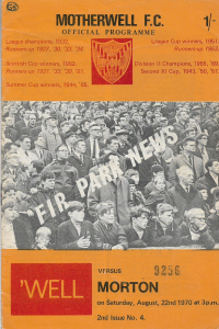 Programme Cover versus Greenock Morton
